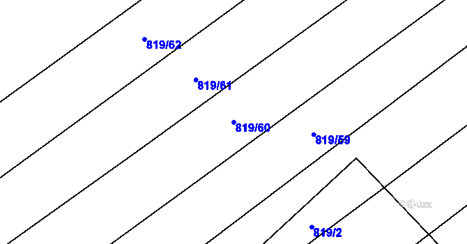 Parcela st. 819/60 v KÚ Milovice nad Labem, Katastrální mapa