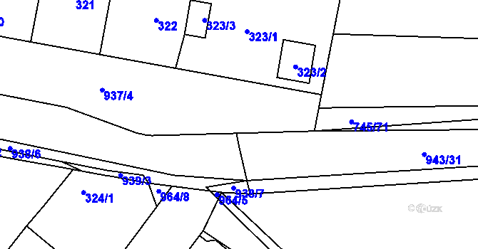 Parcela st. 937/3 v KÚ Milovice nad Labem, Katastrální mapa