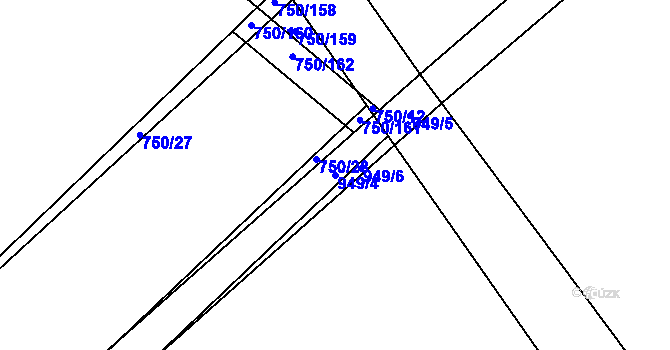Parcela st. 949/4 v KÚ Milovice nad Labem, Katastrální mapa