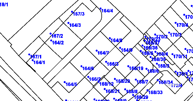 Parcela st. 164/7 v KÚ Milovice nad Labem, Katastrální mapa