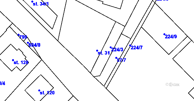Parcela st. 31 v KÚ Milovice u Hořic, Katastrální mapa
