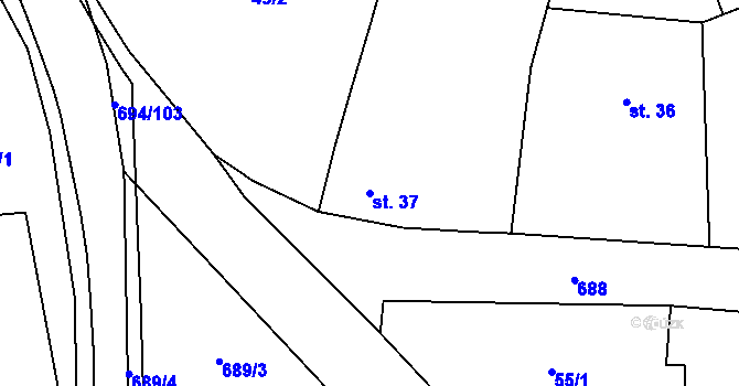 Parcela st. 37 v KÚ Milovice u Hořic, Katastrální mapa