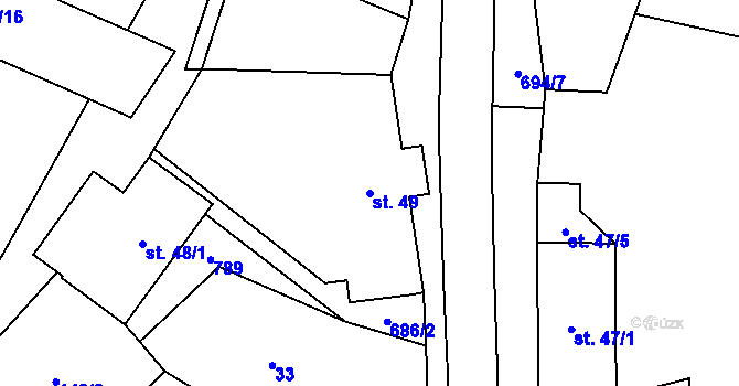Parcela st. 49 v KÚ Milovice u Hořic, Katastrální mapa
