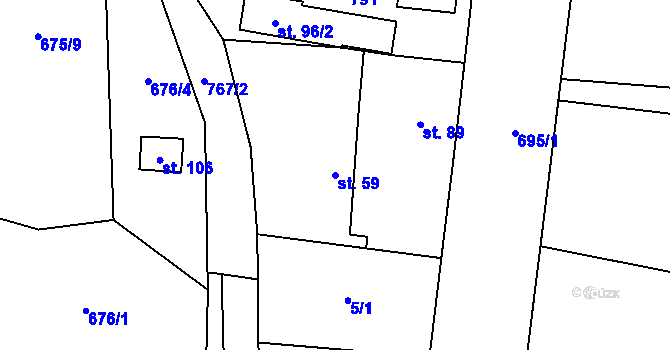 Parcela st. 59 v KÚ Milovice u Hořic, Katastrální mapa