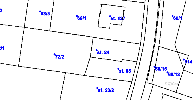 Parcela st. 84 v KÚ Milovice u Hořic, Katastrální mapa