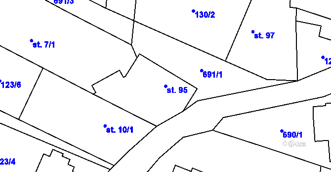 Parcela st. 95 v KÚ Milovice u Hořic, Katastrální mapa