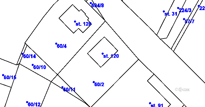 Parcela st. 120 v KÚ Milovice u Hořic, Katastrální mapa