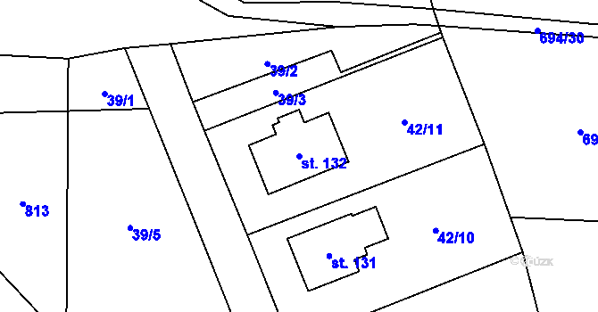 Parcela st. 132 v KÚ Milovice u Hořic, Katastrální mapa