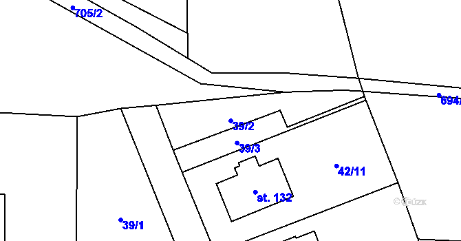 Parcela st. 39/2 v KÚ Milovice u Hořic, Katastrální mapa