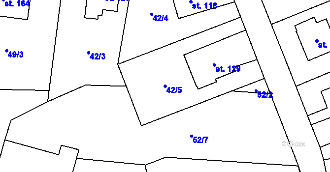Parcela st. 42/5 v KÚ Milovice u Hořic, Katastrální mapa