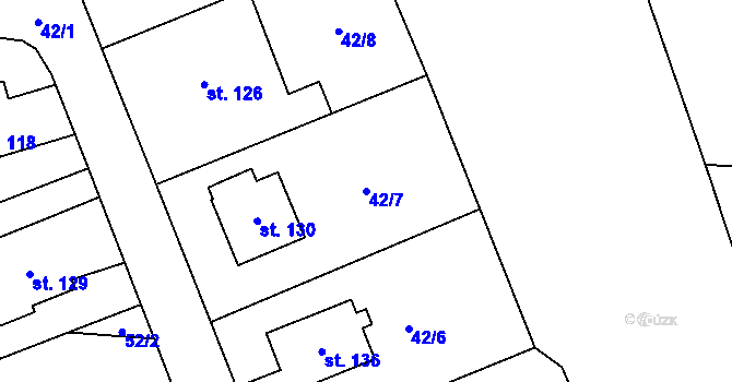 Parcela st. 42/7 v KÚ Milovice u Hořic, Katastrální mapa