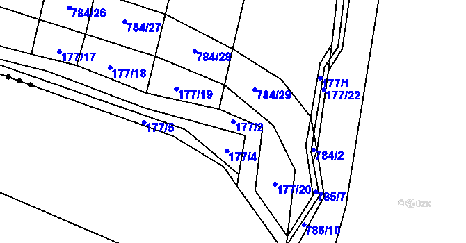 Parcela st. 177/2 v KÚ Milovice u Hořic, Katastrální mapa