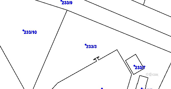 Parcela st. 233/3 v KÚ Milovice u Hořic, Katastrální mapa