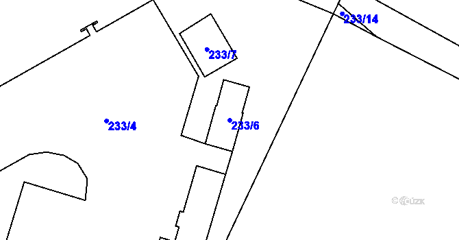 Parcela st. 233/6 v KÚ Milovice u Hořic, Katastrální mapa