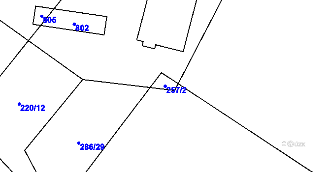 Parcela st. 257/2 v KÚ Milovice u Hořic, Katastrální mapa