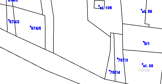 Parcela st. 676/1 v KÚ Milovice u Hořic, Katastrální mapa