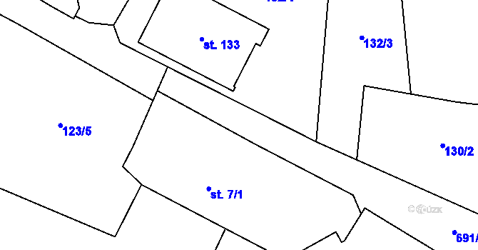 Parcela st. 691/3 v KÚ Milovice u Hořic, Katastrální mapa