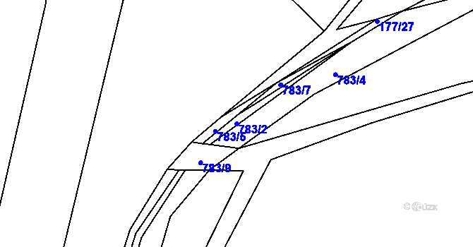 Parcela st. 783/2 v KÚ Milovice u Hořic, Katastrální mapa