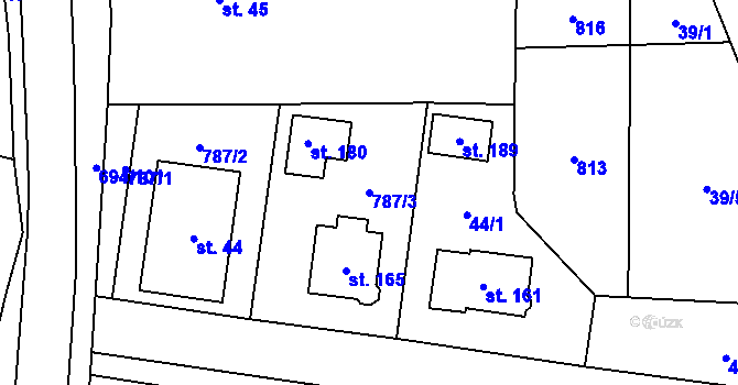 Parcela st. 787/3 v KÚ Milovice u Hořic, Katastrální mapa