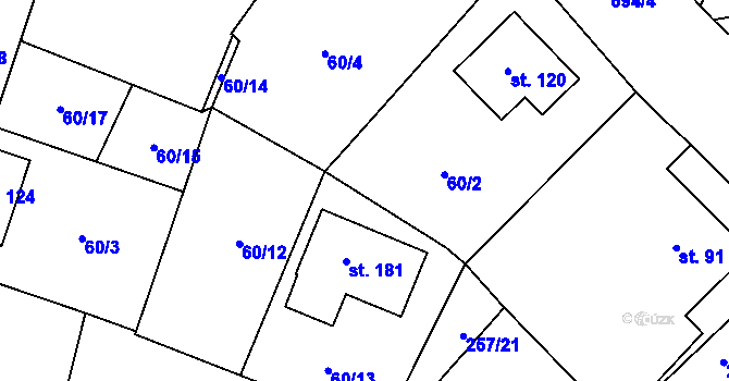Parcela st. 60/11 v KÚ Milovice u Hořic, Katastrální mapa