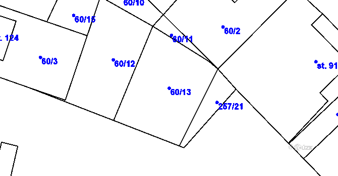 Parcela st. 60/13 v KÚ Milovice u Hořic, Katastrální mapa