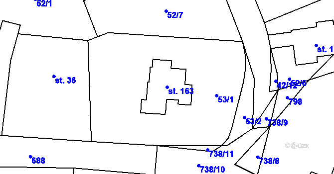 Parcela st. 163 v KÚ Milovice u Hořic, Katastrální mapa