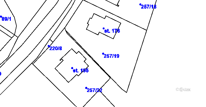 Parcela st. 257/19 v KÚ Milovice u Hořic, Katastrální mapa