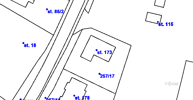 Parcela st. 173 v KÚ Milovice u Hořic, Katastrální mapa