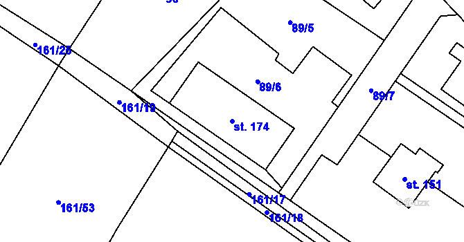 Parcela st. 174 v KÚ Milovice u Hořic, Katastrální mapa