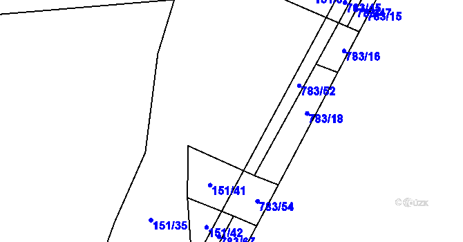 Parcela st. 151/40 v KÚ Milovice u Hořic, Katastrální mapa