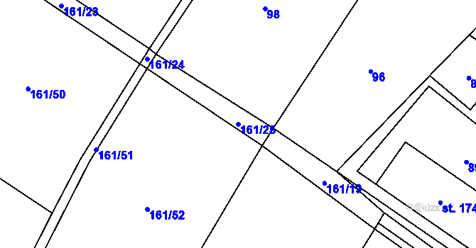 Parcela st. 161/25 v KÚ Milovice u Hořic, Katastrální mapa