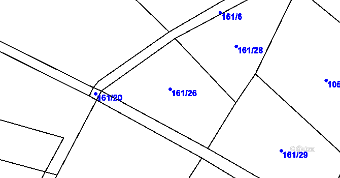 Parcela st. 161/26 v KÚ Milovice u Hořic, Katastrální mapa