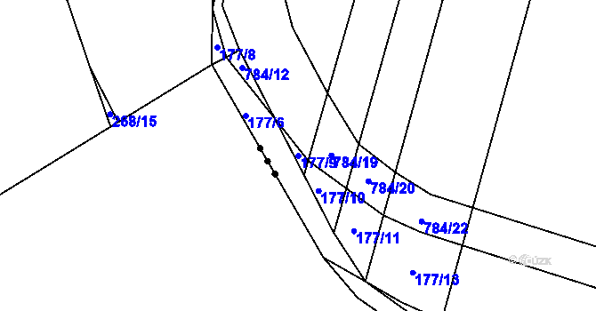 Parcela st. 177/9 v KÚ Milovice u Hořic, Katastrální mapa