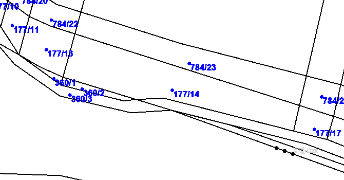 Parcela st. 177/14 v KÚ Milovice u Hořic, Katastrální mapa
