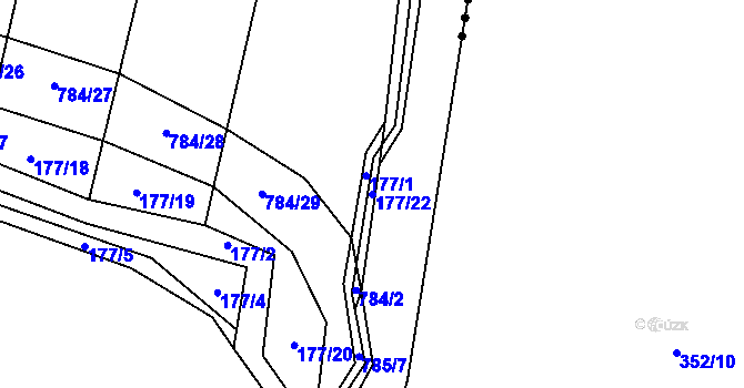 Parcela st. 177/22 v KÚ Milovice u Hořic, Katastrální mapa