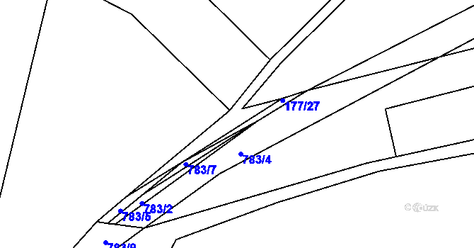 Parcela st. 177/25 v KÚ Milovice u Hořic, Katastrální mapa