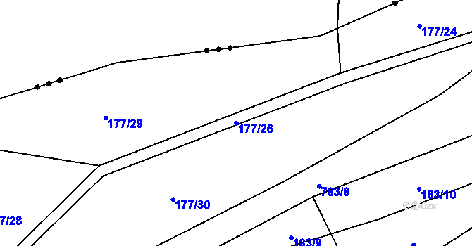 Parcela st. 177/26 v KÚ Milovice u Hořic, Katastrální mapa