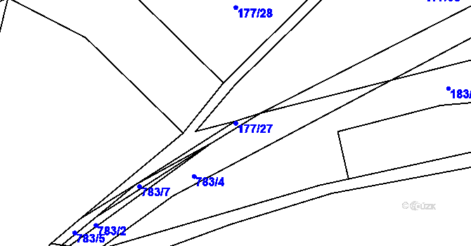 Parcela st. 177/27 v KÚ Milovice u Hořic, Katastrální mapa