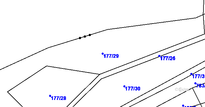 Parcela st. 177/29 v KÚ Milovice u Hořic, Katastrální mapa