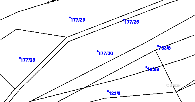 Parcela st. 177/30 v KÚ Milovice u Hořic, Katastrální mapa