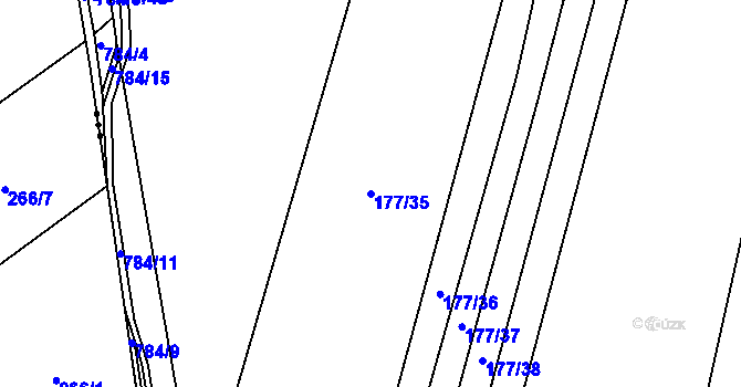 Parcela st. 177/35 v KÚ Milovice u Hořic, Katastrální mapa