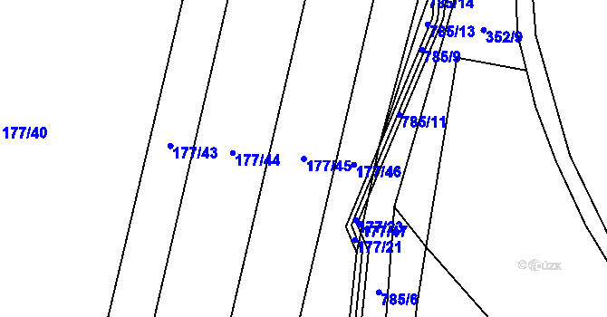 Parcela st. 177/45 v KÚ Milovice u Hořic, Katastrální mapa