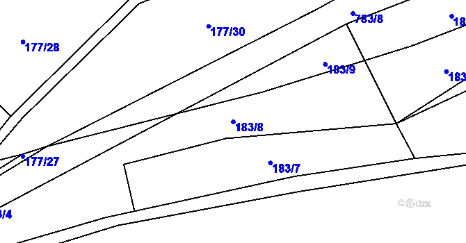 Parcela st. 183/8 v KÚ Milovice u Hořic, Katastrální mapa