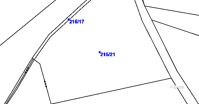 Parcela st. 215/21 v KÚ Milovice u Hořic, Katastrální mapa