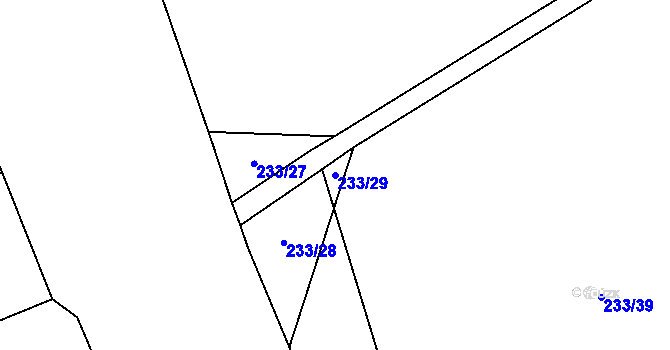 Parcela st. 233/29 v KÚ Milovice u Hořic, Katastrální mapa