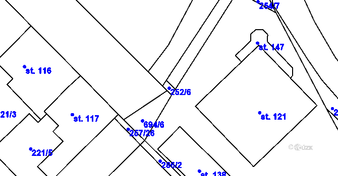 Parcela st. 252/6 v KÚ Milovice u Hořic, Katastrální mapa