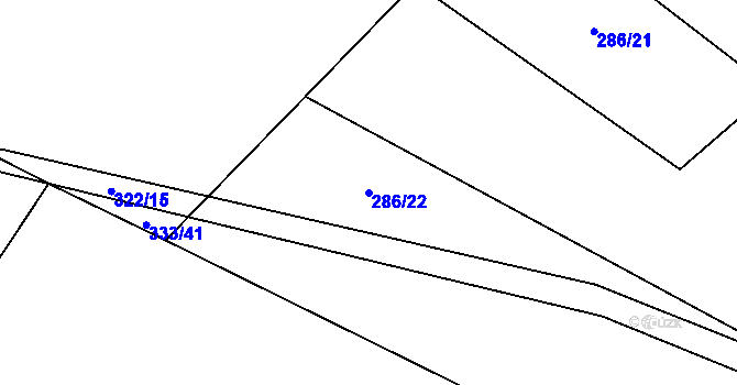 Parcela st. 286/22 v KÚ Milovice u Hořic, Katastrální mapa