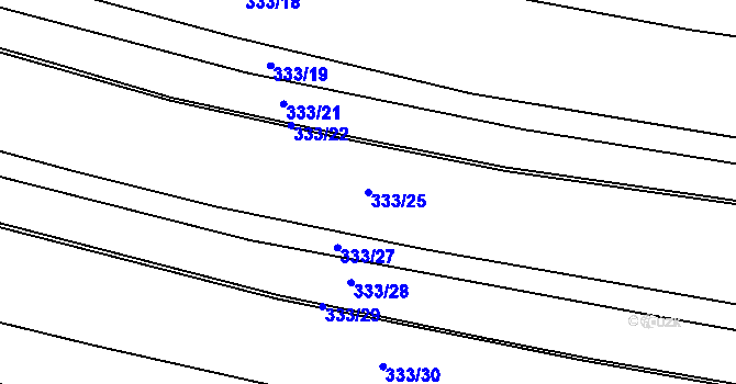 Parcela st. 333/25 v KÚ Milovice u Hořic, Katastrální mapa