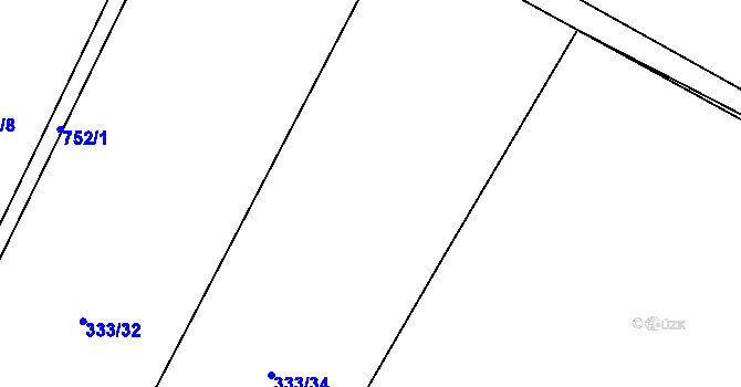 Parcela st. 333/33 v KÚ Milovice u Hořic, Katastrální mapa