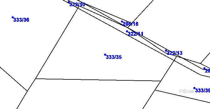 Parcela st. 333/35 v KÚ Milovice u Hořic, Katastrální mapa